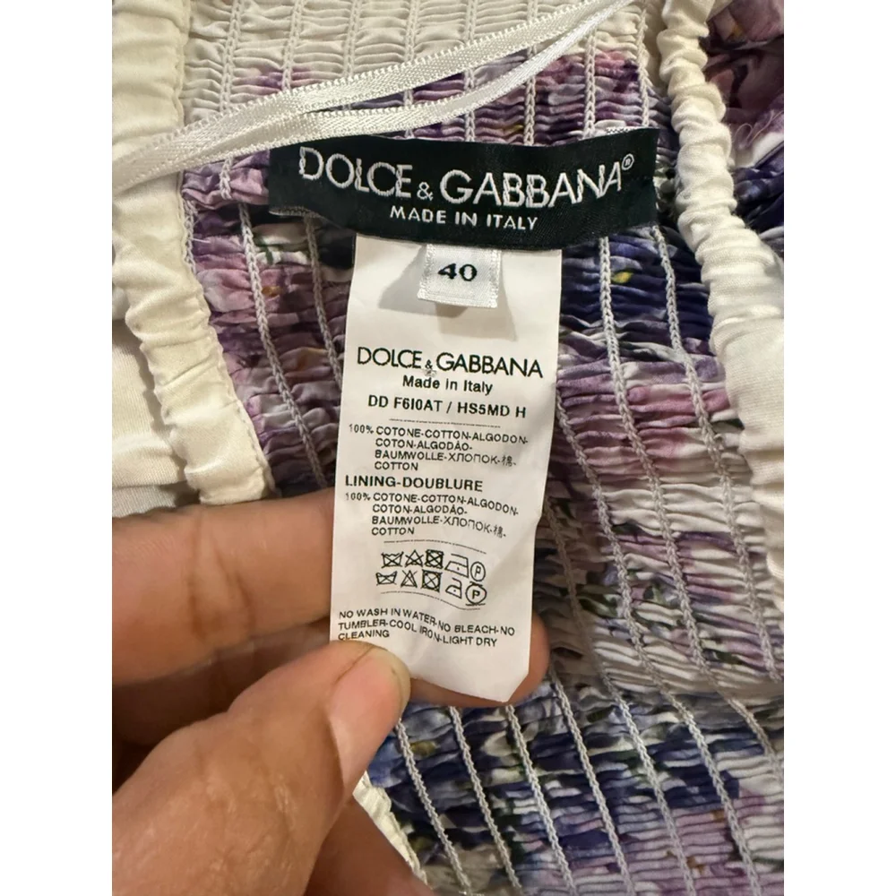 Women's Dolce & Gabbana Mini Dress Size 6 White Purple Floral - Picture 5 of 6